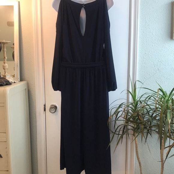 Emma & Michele Navy Cropped Jumper Jumpsuit Wide Legs Women’s Size Small - Picture 6 of 15
